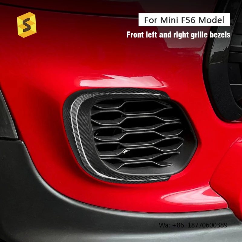 Shasha Real Carbon Fiber Car Exterior Accessories Carbon Fiber Car Front Left and Right Grille Bezel for MINI F56 Model