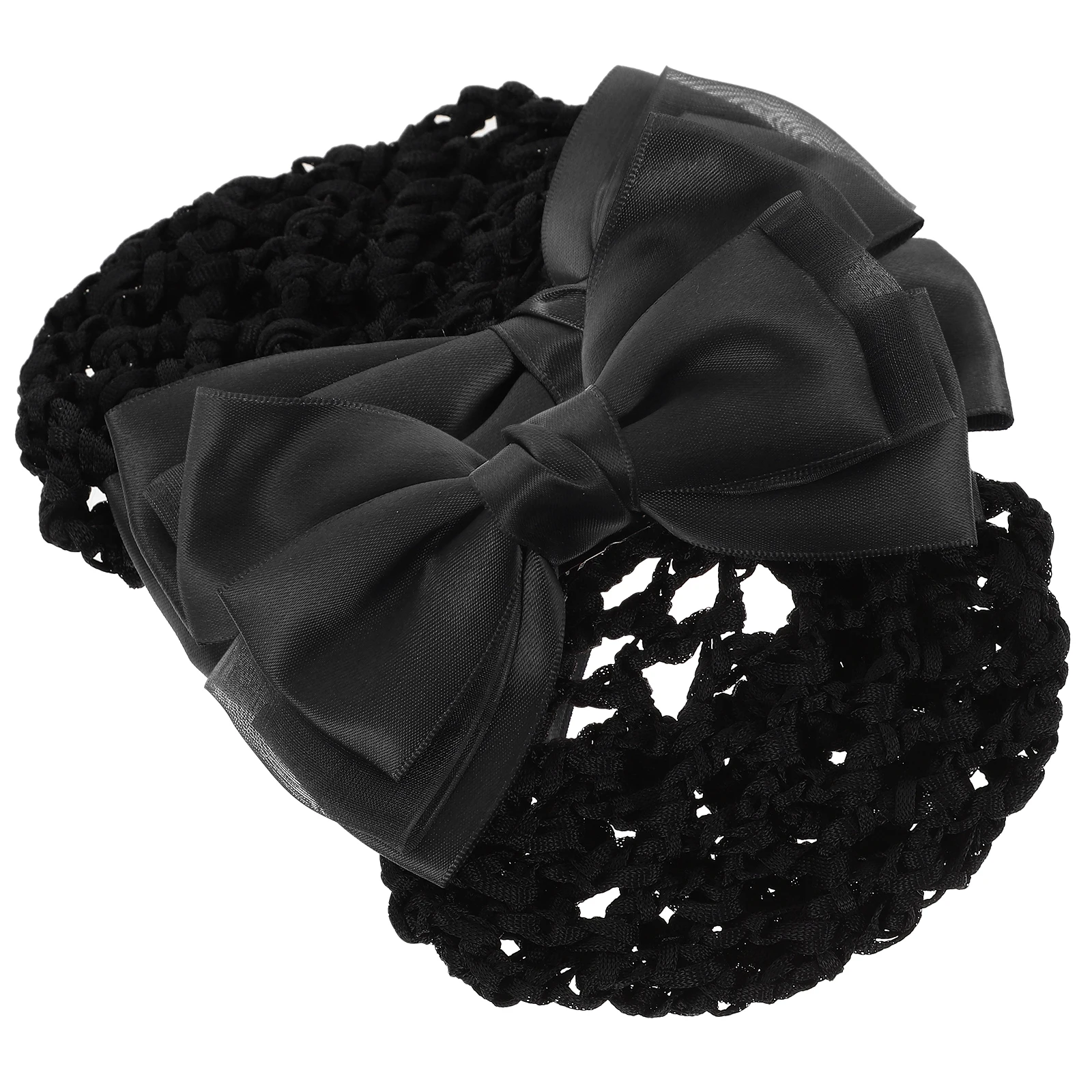 

2pcs Black Hair Net Flower Bow Bun Cover for Women Hairnets Dance Buns Accessories Versatile Stage Professional Nurse Stewardess