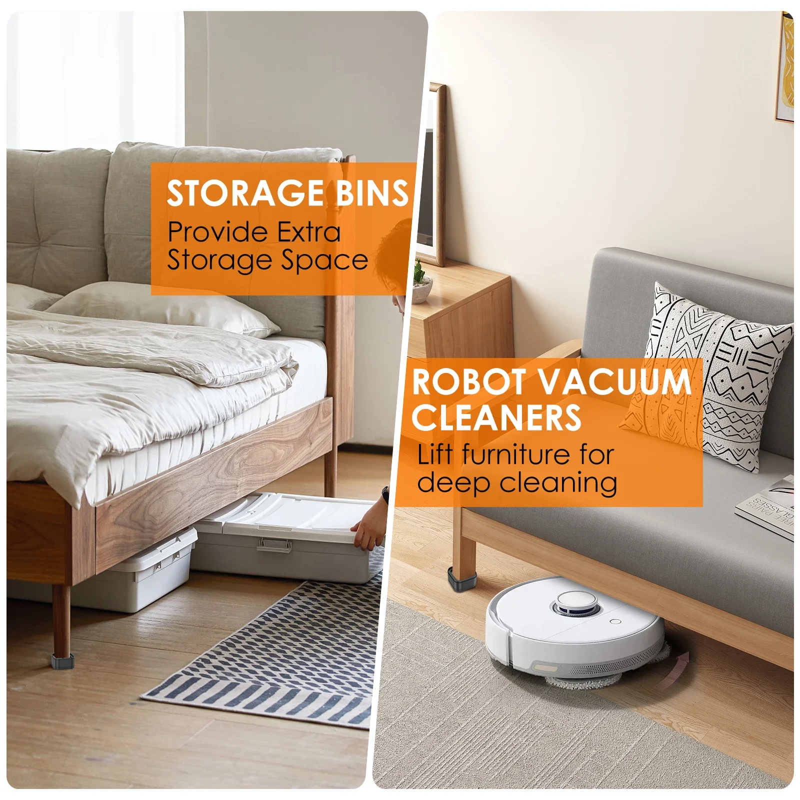 8/16 Pcs Furniture Risers Heavy Duty Bed Chair Table Heightening Foot Pad Non-slip Floor Protecto Furniture Feet Leg Lift image 4