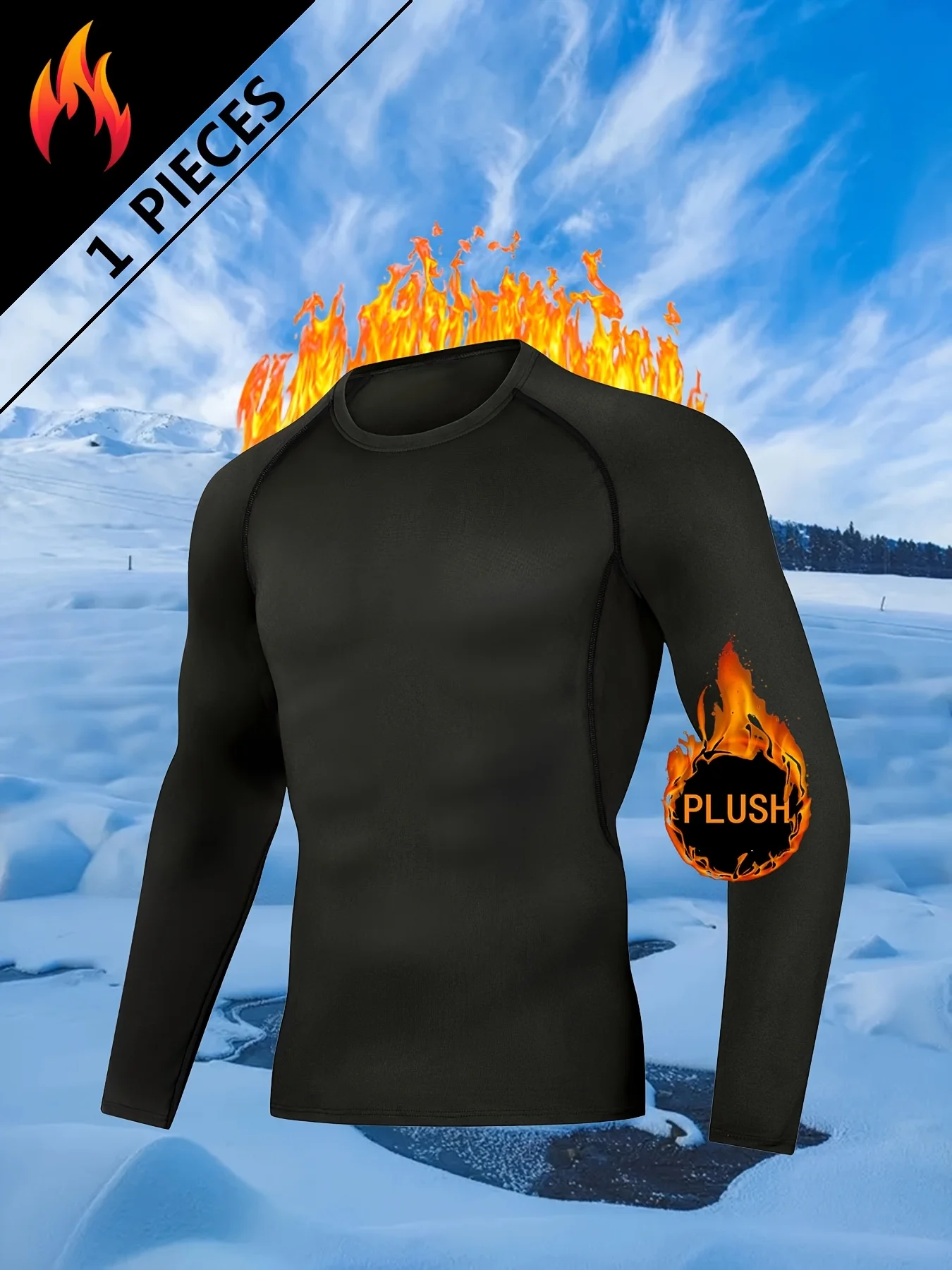 Herren-Thermounterwäsche, Kompressions-Langarmshirt, Fitness- und Laufsport-Top, weich und elastisch
