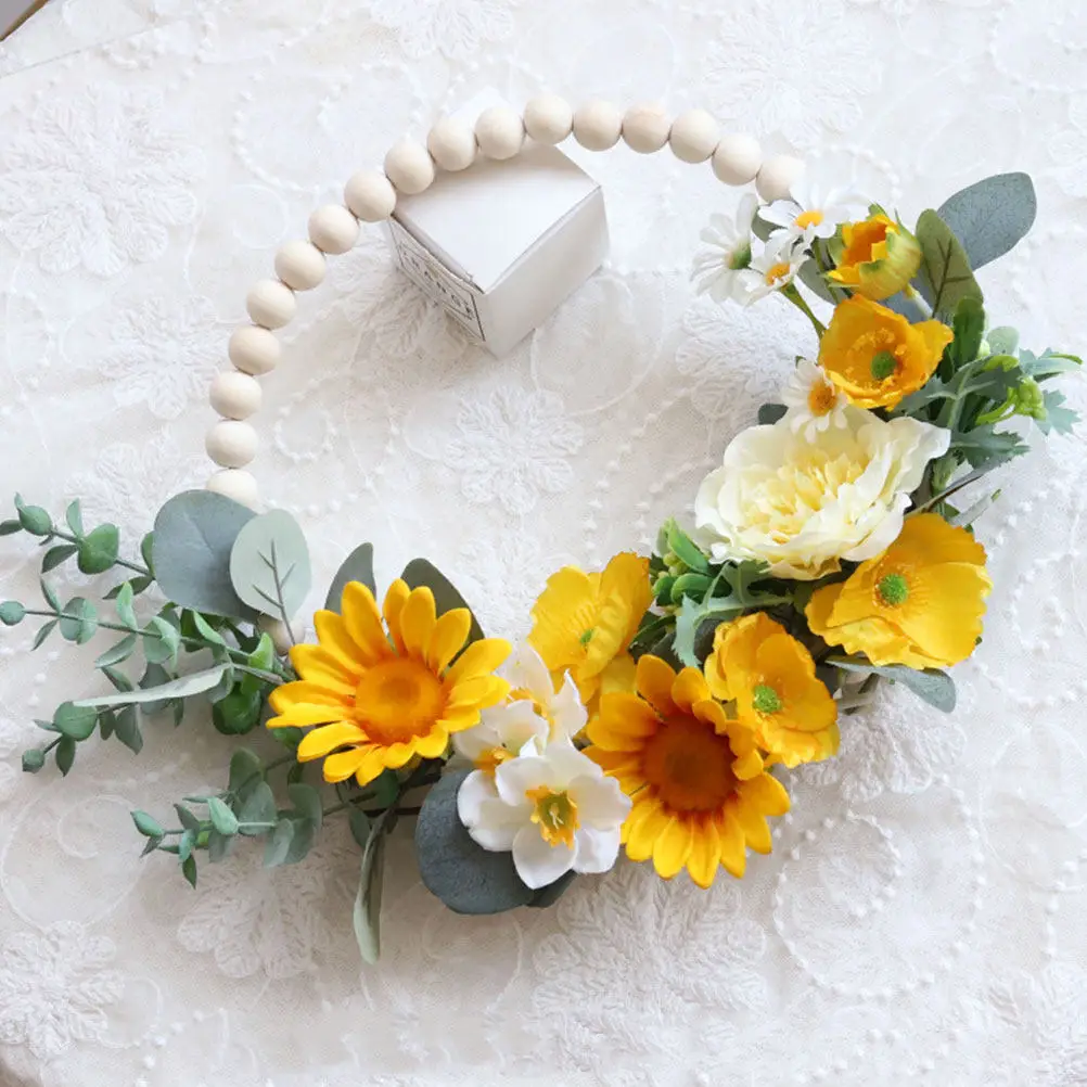 

Exquisite Long-Lasting Artificial Floral Wreath Hanging Decor for Door Porch Wall Banquet Holiday Decorative Wreath with Leaves