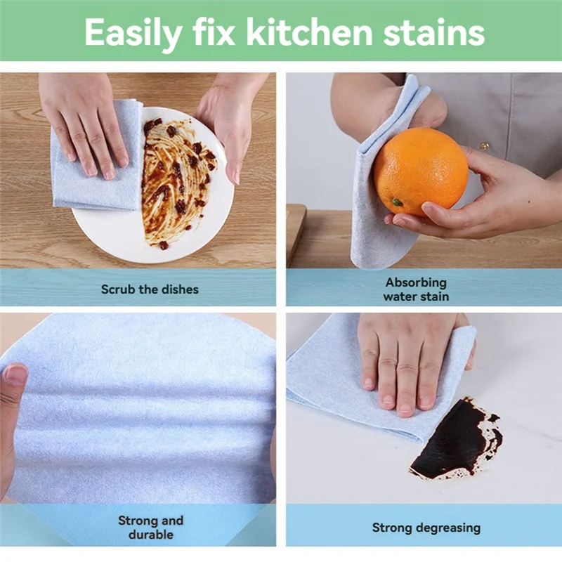 A85I-Paño de limpieza de cocina, lavable y reutilizable, 25X200 Cmlint-Free, alta absorción de agua y suciedad para cocina y baño