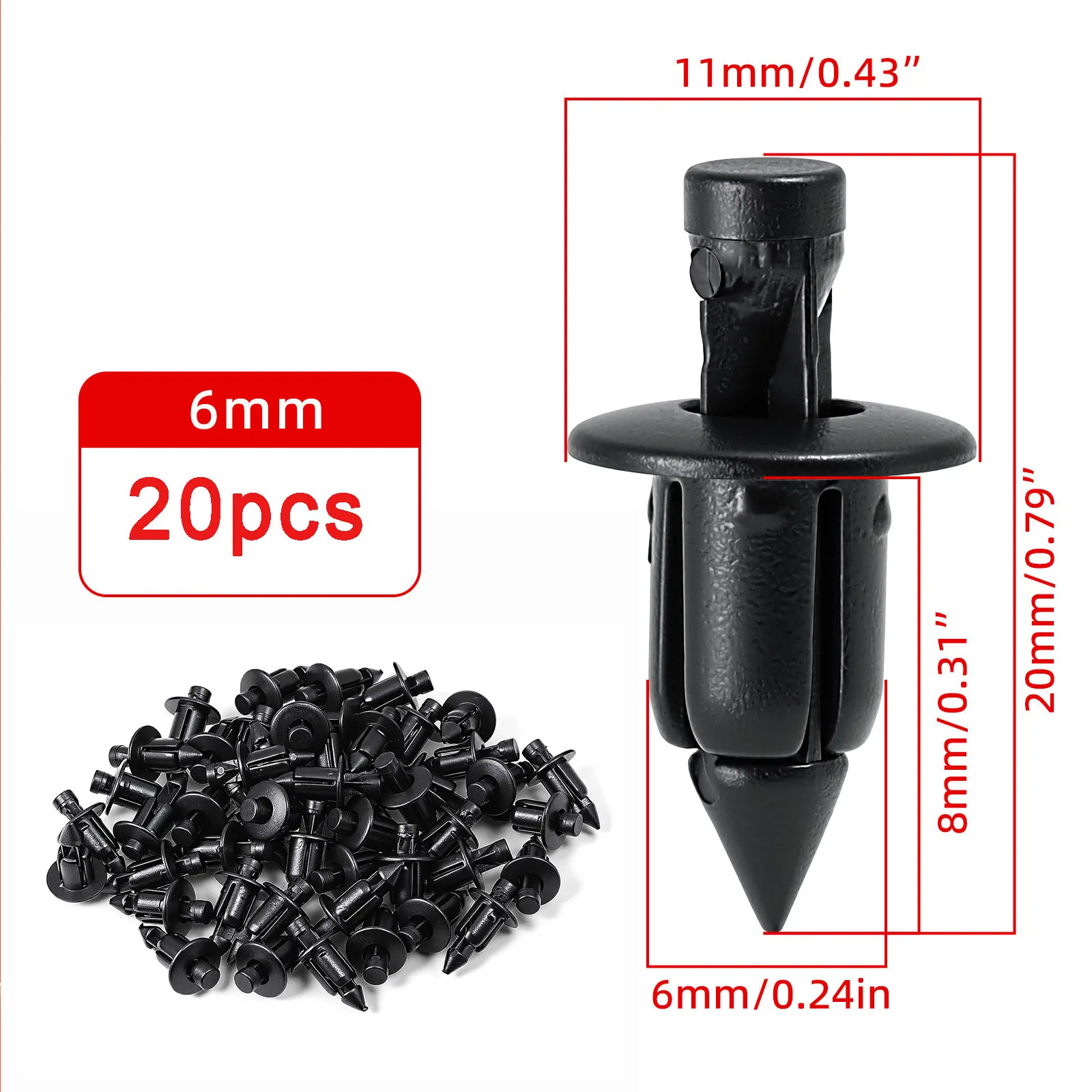 20/30/50 Stück 6mm schwarze Nieten Verkleidungsclips Kunststoffnieten für Honda Suzuki Kawasaki – Detail 1
