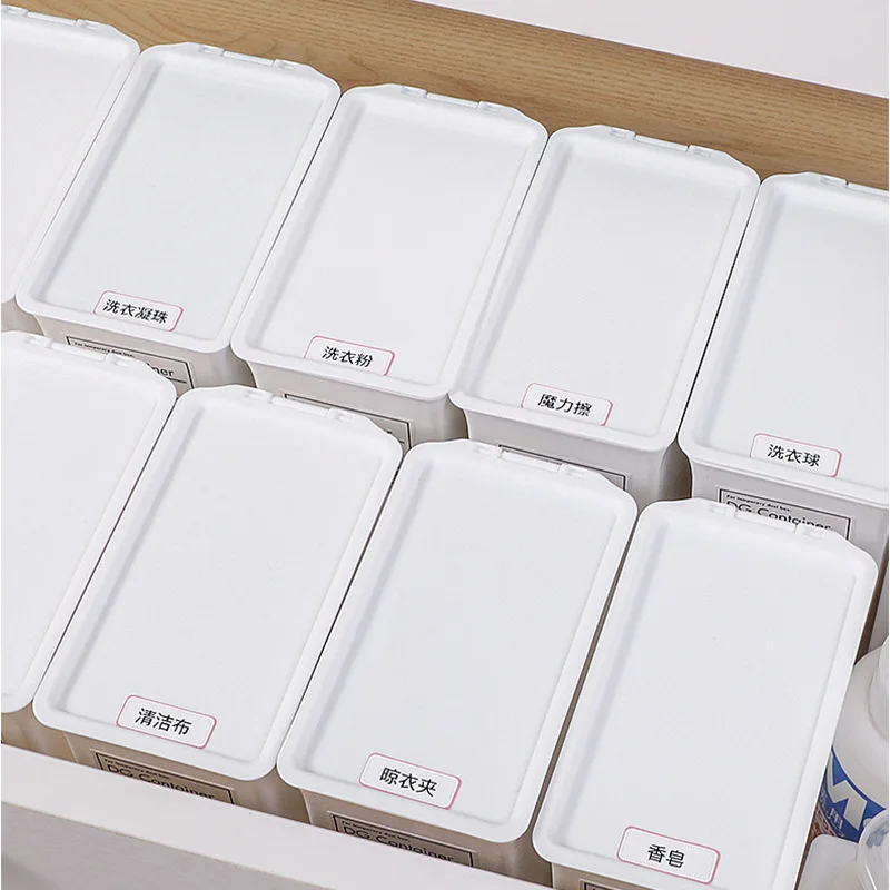 White Washroom Laundry Beads Powder Scent Booster Storage Box Container Clothes Clips Case with Dust-proof Lid Organizer Box