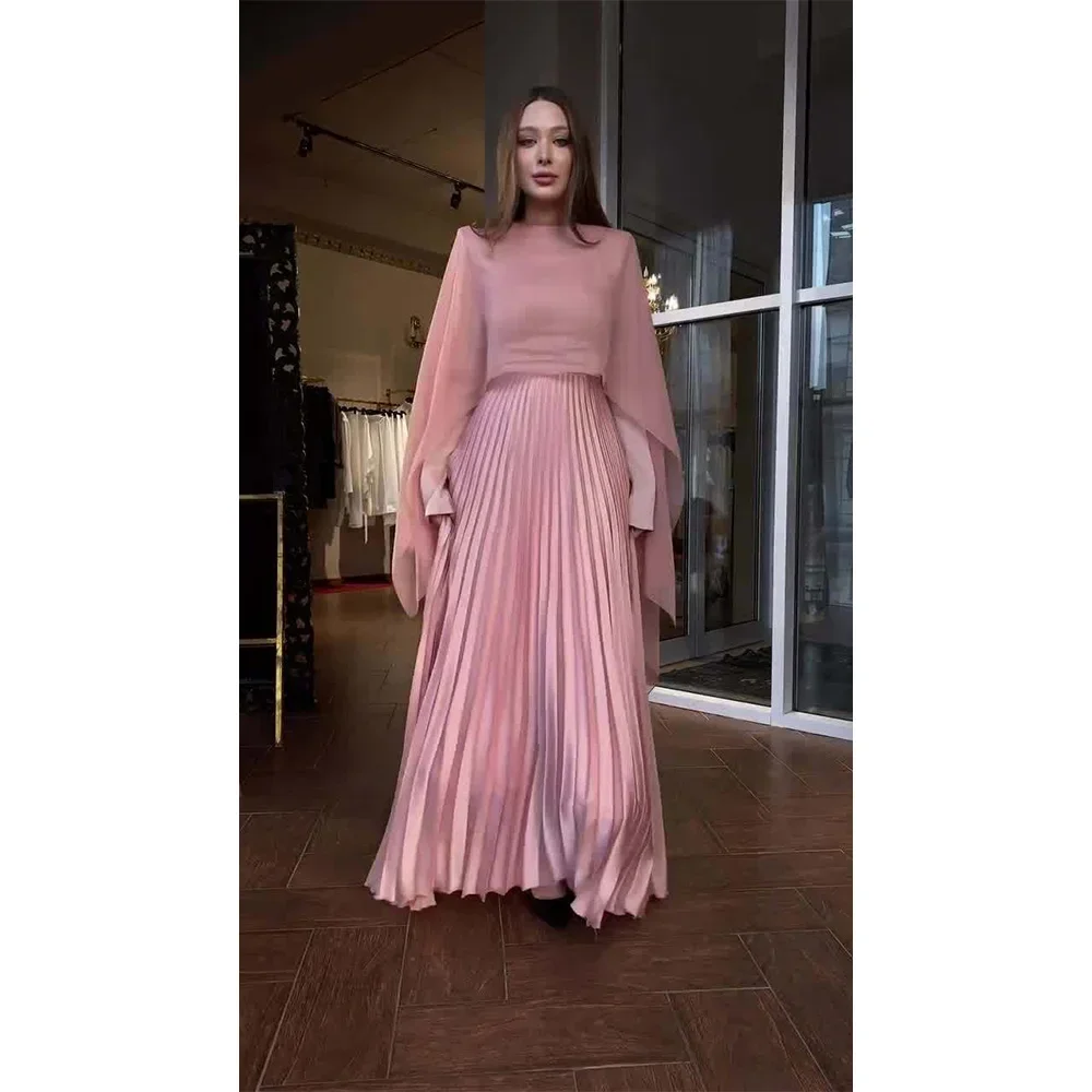 Elegant Pleated Long Dress and Shawl  Two Piece Set For Women Female Dresses Elegant Evening Dresses Female Party Club Vestidos