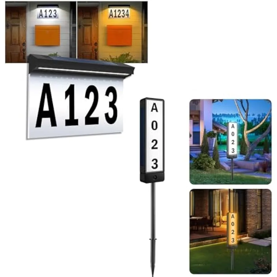 

Solar Powered Address Sign and Double Sided Solar Address Sign T-SUNUS Lighted House Numbers Sign Plaque Address Numbers for Ho