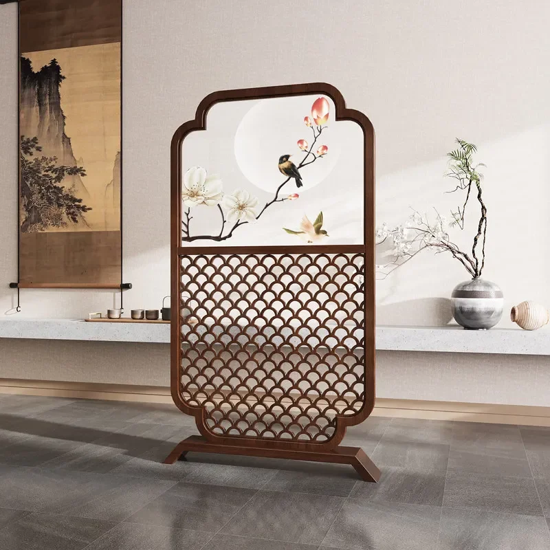 for Solid Wood Double Sided Embroidery Screen Home Partition Household Entrance Fence Living Room Modern Simplicity Blocking
