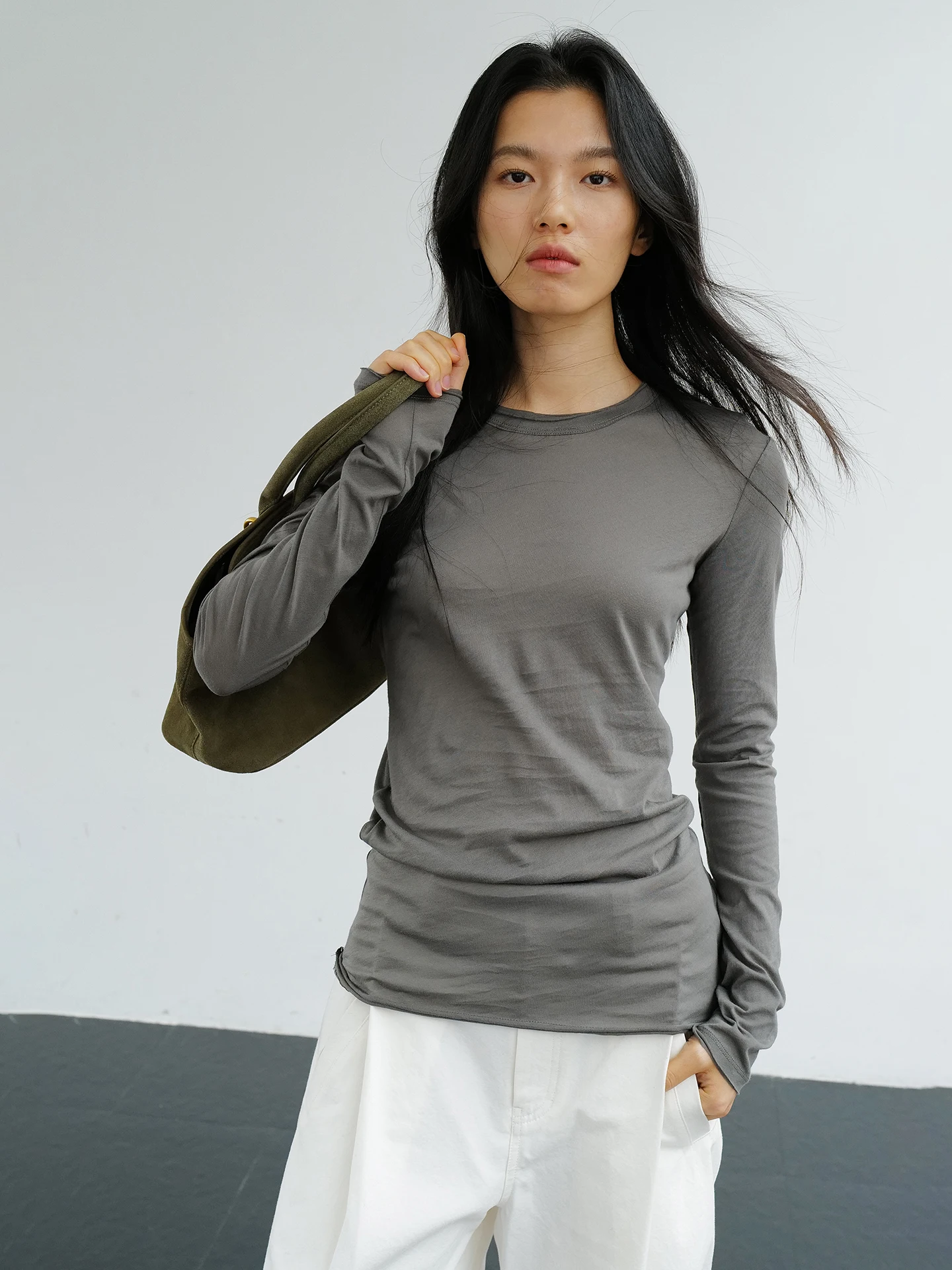 

Женская хлопковая футболка с длинным рукавом в стиле 70-х годов, базовый слой, дышащая, комфортная, облегающая, с круглым вырезом