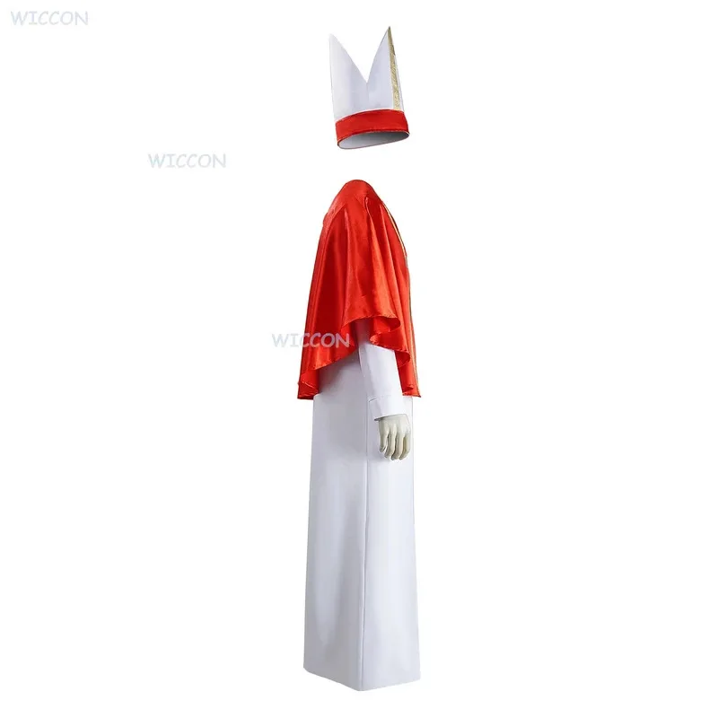 

COSda@Halloween Cosplay Costume Outfit Priest Robe Costume - Red Cape Cloak Set for Medieval Cosplay & Stage Performances Clothe