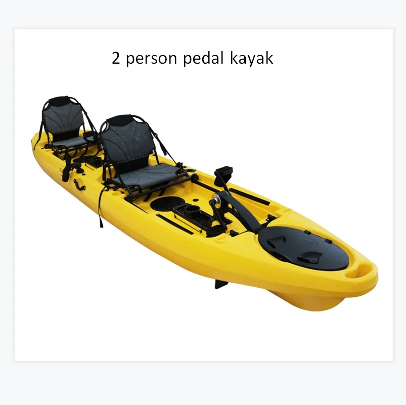 14FT 2Paddlers Rotomolded LLDPE Material Drive Fishing Kayak Double Pedal Kayak Power For Sale