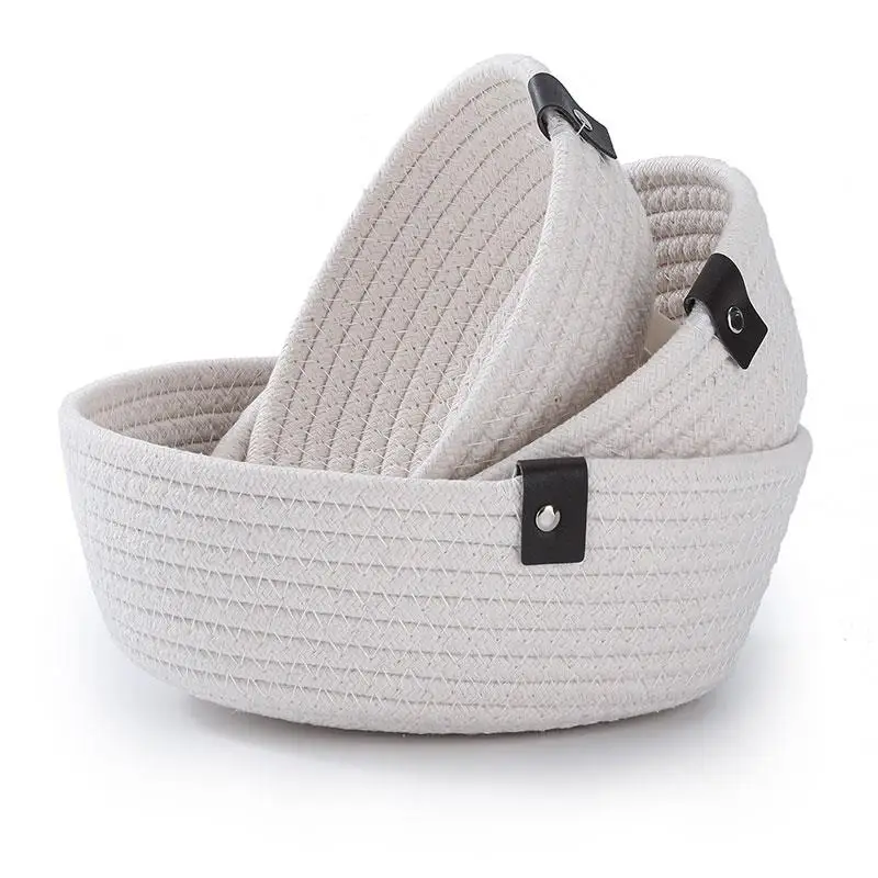 

Modern mat Cotton Rope Storage Basket Desktop Organizer Cosmetic Items Storage Basket Woven with Hemp Rope