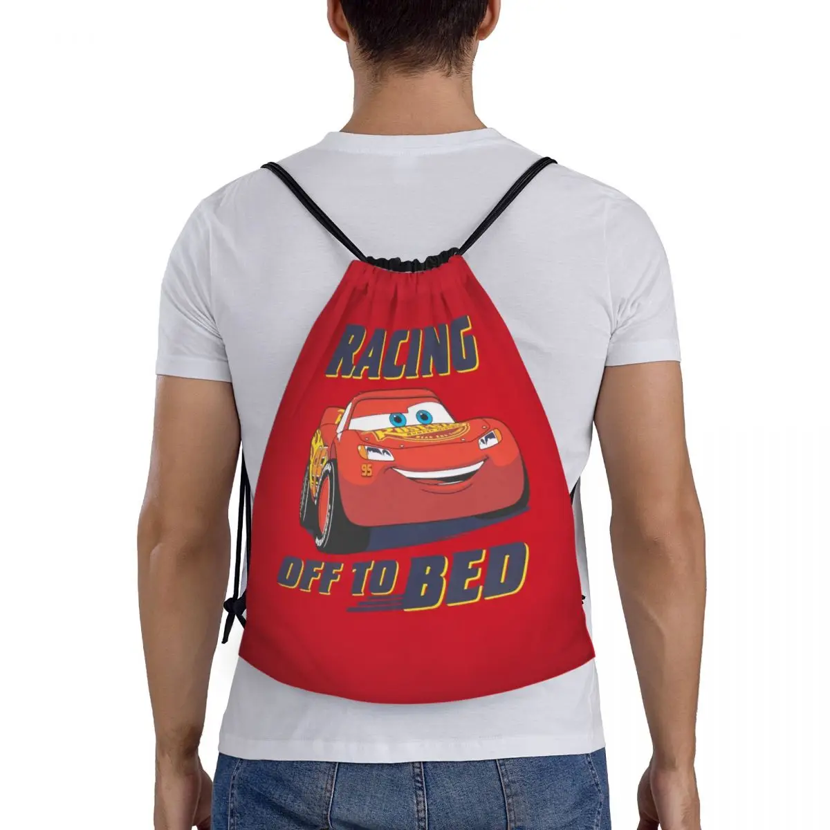 Custom Lightning McQueen Drawstring Backpack Women Men Gym Sport Sackpack Foldable Cars Shopping Bag Sack