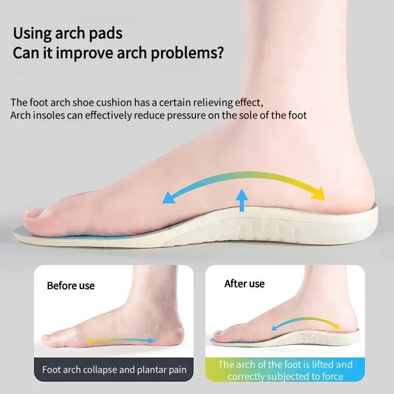 1Pair Arch Support Orthopedic Insole for Feet Plantar Fasciitis Sports Shoes Insoles Flat Foot Pads Shock Absorption Shoe Sole