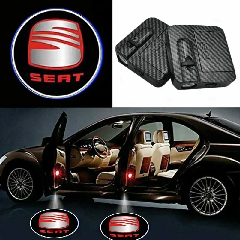 New Car logo LED Courtesy door projector Shadow light Auto For SEAT Leon 5F Ibiza 5 6 MII Altea Toledo 3 Cordoba Alhambra