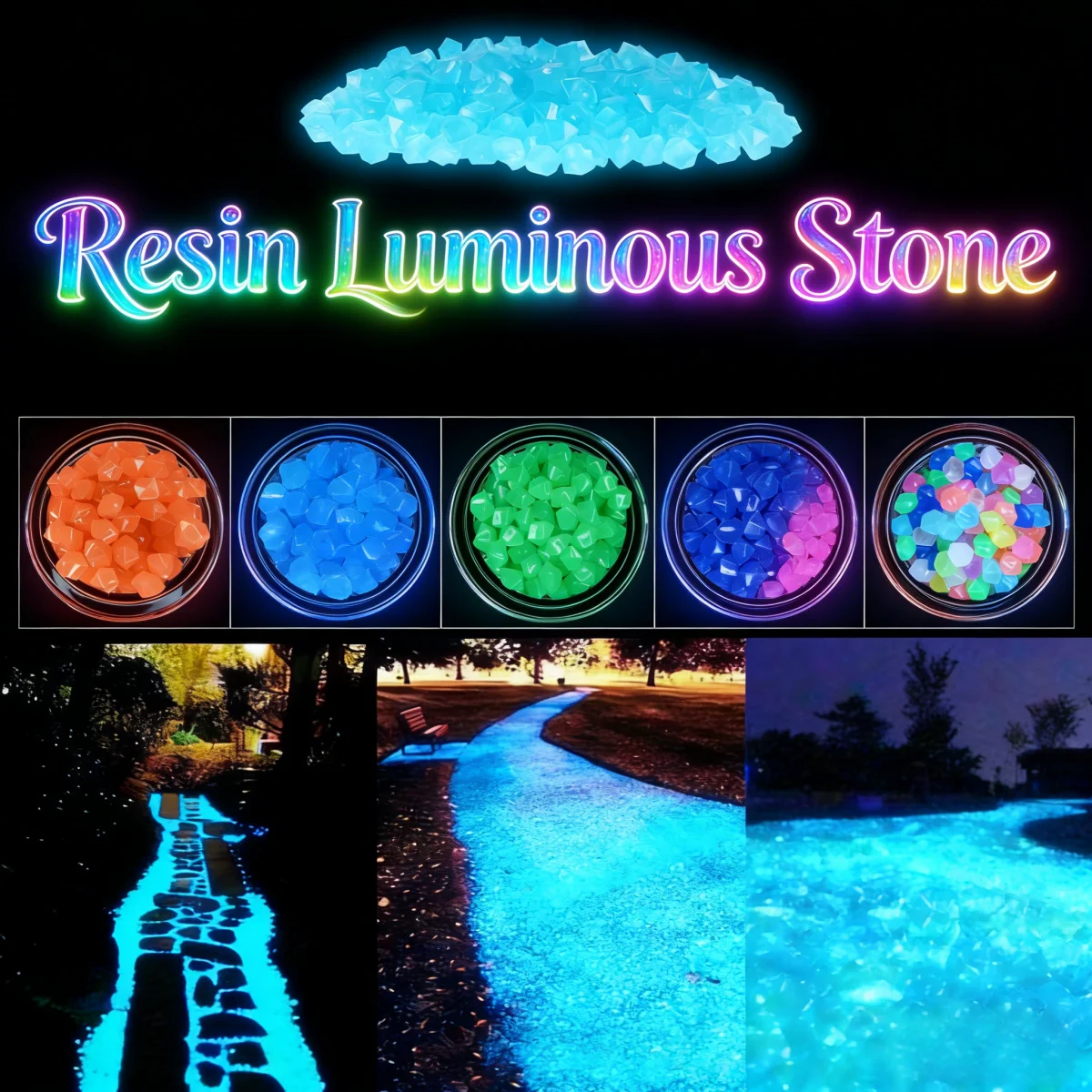 100Pcs Luminous Stones Fish Tank Aquarium Ornament Glow in The Dark Pebbles Outdoor Yard Lawn Path Walkways Home Decorations