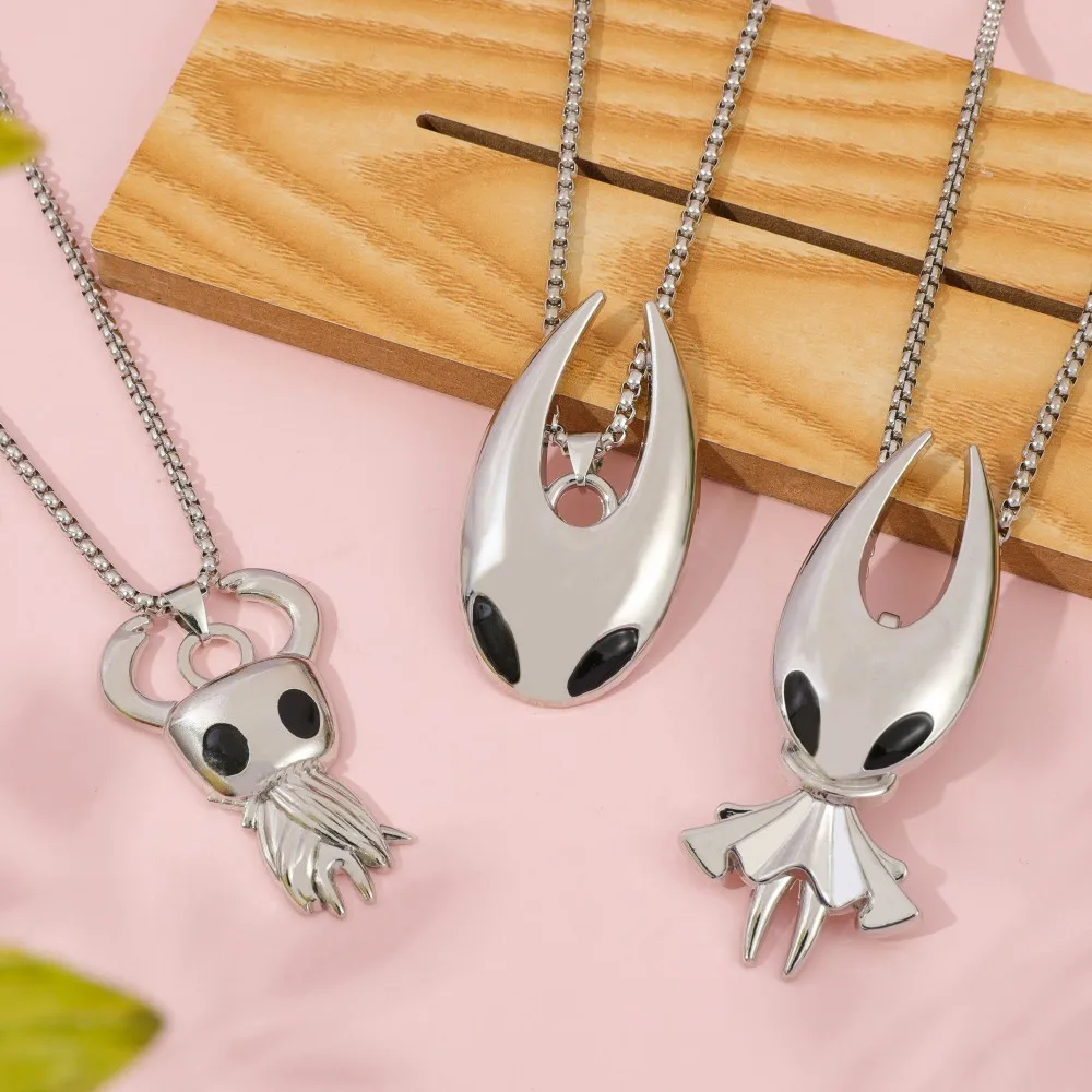 Naszyjnik Hollow Knight Silksong z zawieszką w stylu vintage z Kością Paznokciem, Figurka Pale King, Łańcuszek, Biżuteria, Akcesoria, Prezenty