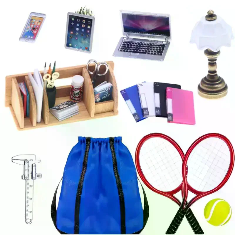 1 Set Dollhouse Miniature Desktop Bookshelf Stationery Rack Home Model For Doll House Decor Kids Pretend Play Toys Gift