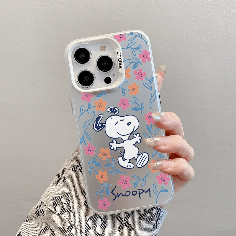 Snoopy Surrounded By Flowers Phone Case For Apple iPhone 16 15 14 13 12 Mini 11Pro Max X XS XR 7 8 Plus Y2K Cute TPU Cover