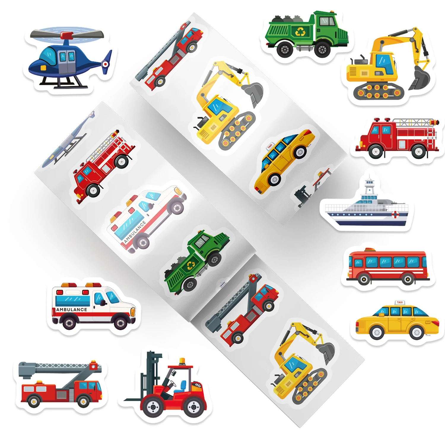 Rollo de pegatinas de camiones de construcción, 500 Uds., pegatinas de recompensa y aliento para etiquetas, pegatinas de agradecimiento, juguetes, pegatinas impermeables