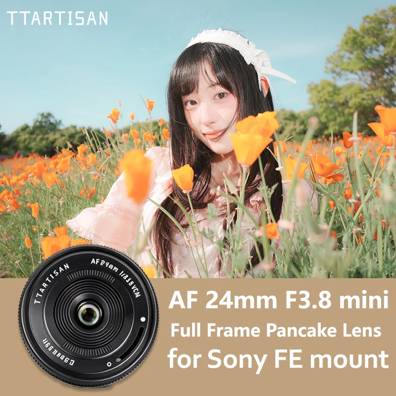 TTArtisan AF 24mm F3.8 mini for Sony FE Mount Full Frame Pancake Auto Focus Prime Lens Compact Portable Wide Angle Lens ZVE-10