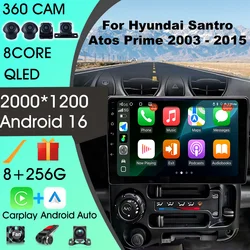 Car Bluetooth Radio Android 16 Carplay Android Auto For Hyundai Atos 2003-2013 WIFI GPS Navi Stereo Subwoofer Intelligent System