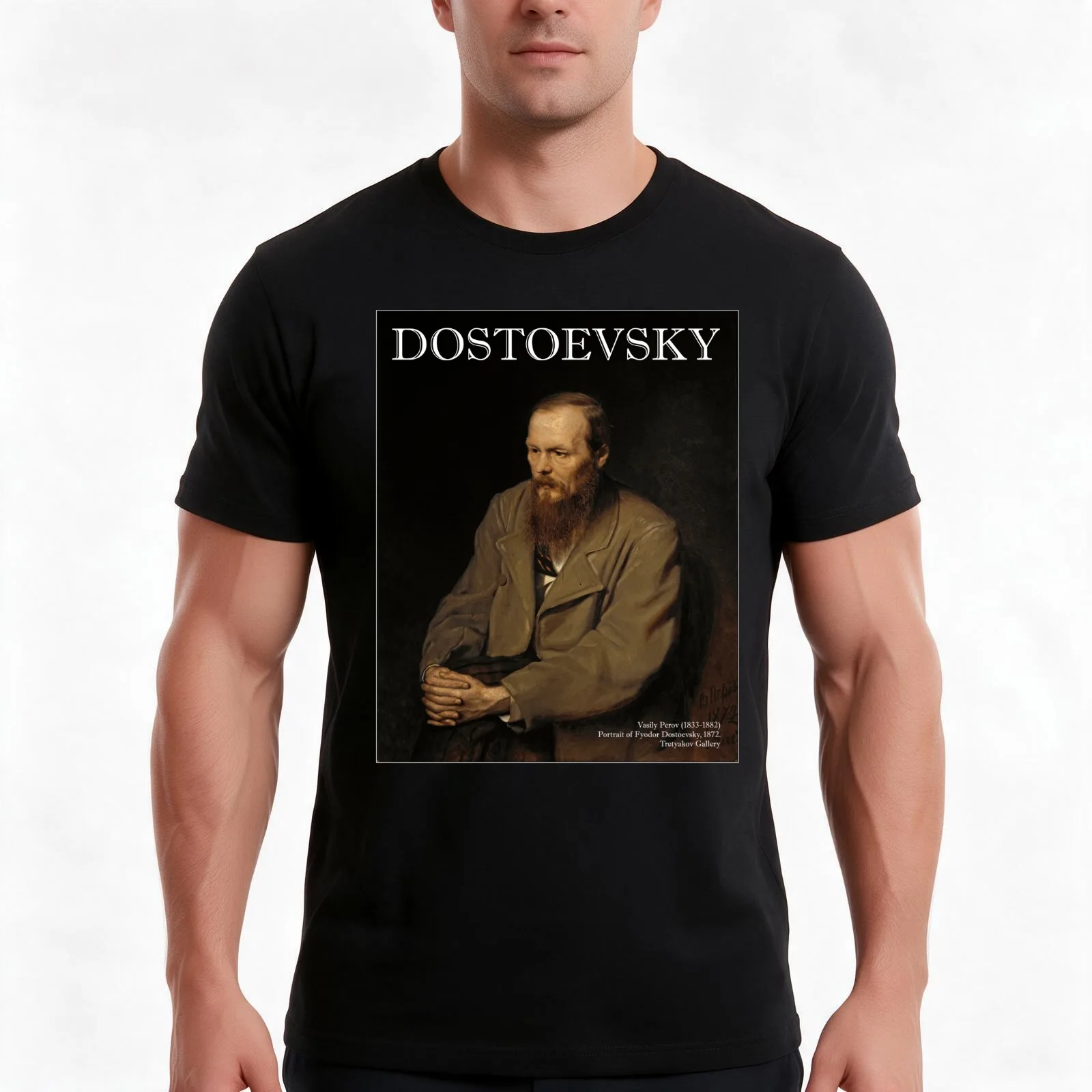 Portrait of Fyodor Dostoevsky (Vasily Perov) T-Shirt Summer Casual Cotton Tee Oversized Streetwear Tops Vintage Graphic Print