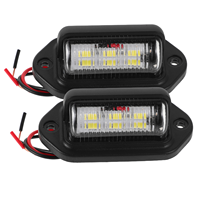 2PCS 6-LED License Plate Light DC 12V-24V Lamp Taillight Car LED Light Truck Light Vehicle Lighting Side Marker Lights