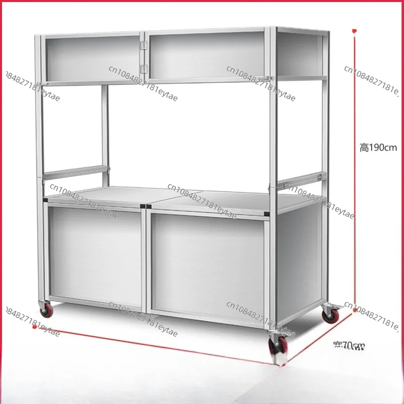 Stainless Steel Multifunctional Folding Night Market Stall, Mobile Snack Cart Foldable for Street Food