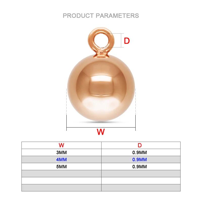 14K Rose Gold Filled Ball Drop 3/4/5/mm w/Ring Round Ball Charm Pendant Wholesale BULK DIY Jewelry Findings 1/20 14kt RGF