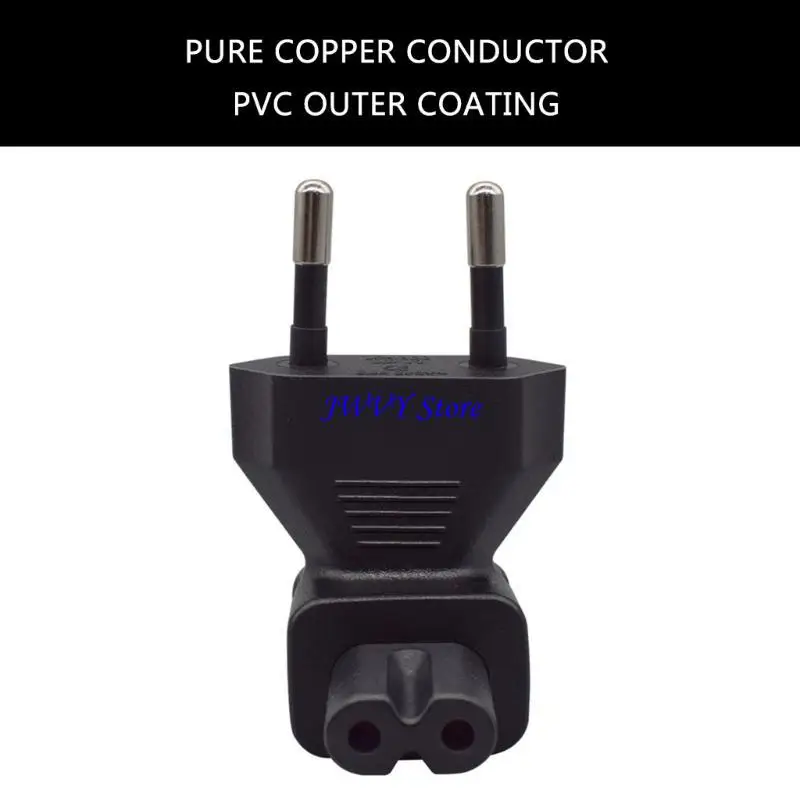 573A EU 4.0mm to IEC320 C7 2 Hole Female Power Adapter Conversion Plug PVC