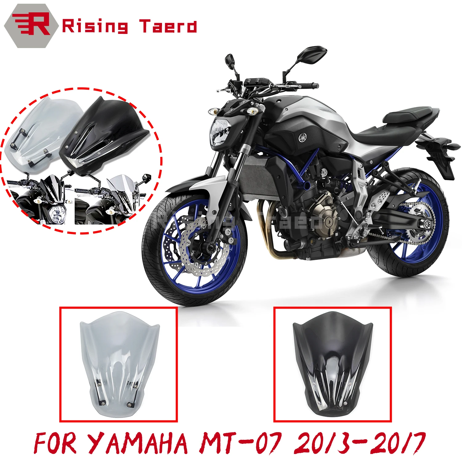 Motorcycle Accessories Windshield Windscreen MT-07 FZ-07 Wind Deflector with Bracket For YAMAHA MT07 FZ07 MT FZ 07 2013-2017