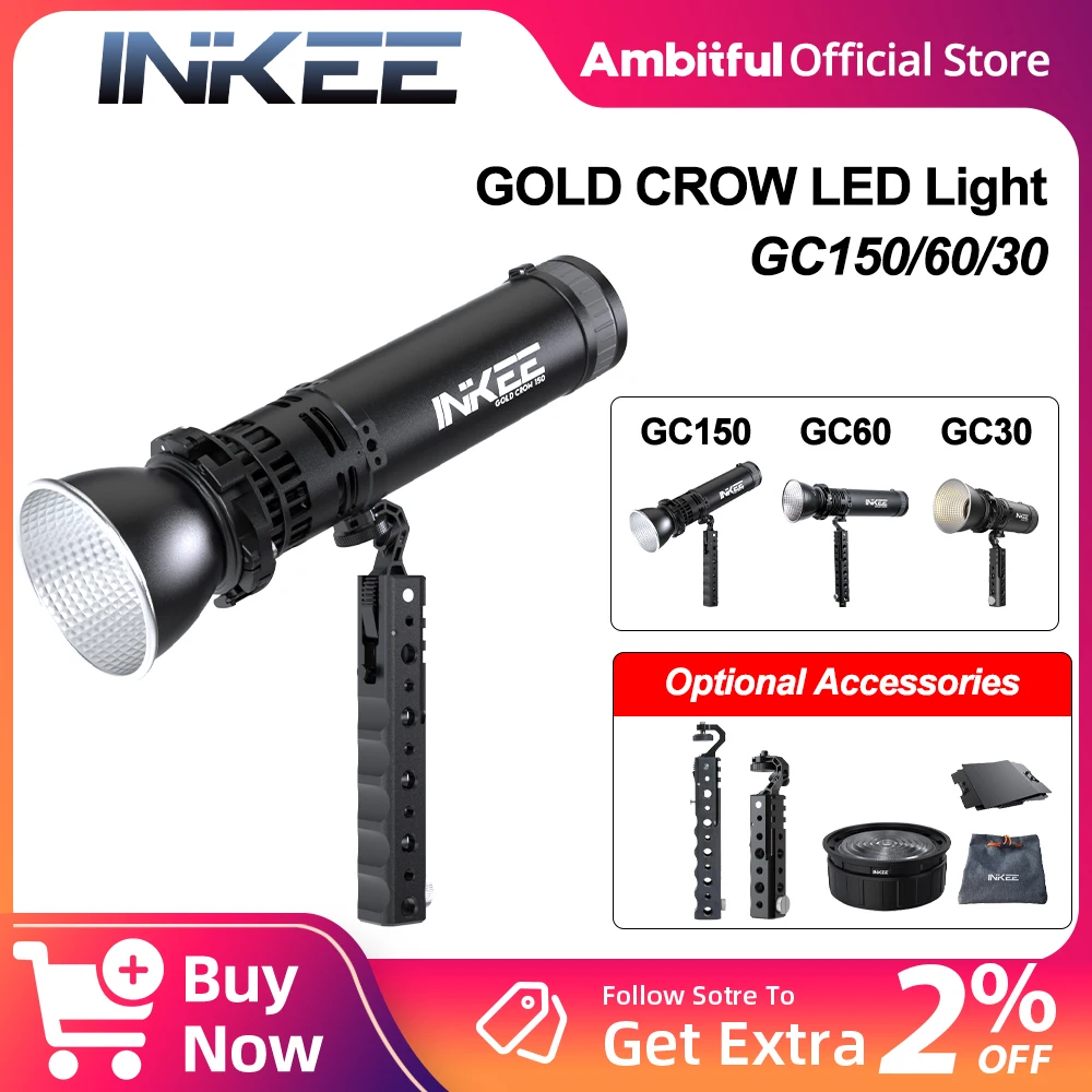 

INKEE GC150 GC60 GC30 Bi Color 2600K-6500K LED Light 150W 60W 30W Powerful Integrated Fill Light for Outdoor Studio Recording