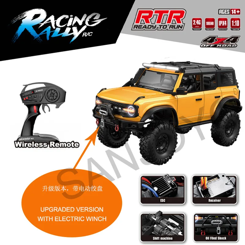 New Huangbo R1001 1/10 Rc Car 2.4g Full Scale Simulation Climbing Off-Road Vehicle Model Adult Boys Remote Control Toys Xmas Gif