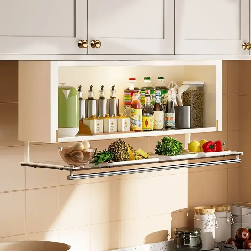 Kitchen wall-mounted rack perforated cabinet seasoning below the hanging cabinet household seasoning under the vegetable