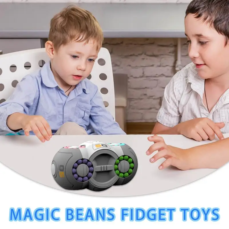 Magic Bean Puzzle Toy Fidget Hand Sensory Toy 360-Degree Rotating Learning & Education Toys Educational Cube Spinner For Kids Bo