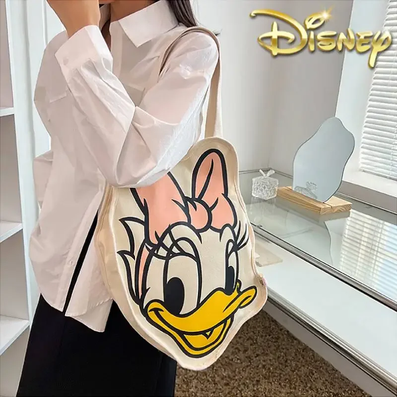 Disney Kawaii Anime Daisy Duck Canvas Cartoon borsa a tracolla per lo Shopping di grande capacità borsa portatile per ragazze di moda regali di