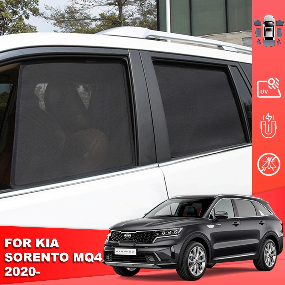 For Kia Sorento MQ4 2021 2022 2023 2024 Magnetic Car Sunshade Front Windshield Curtain Rear Side Baby Window Sun Shade Visor