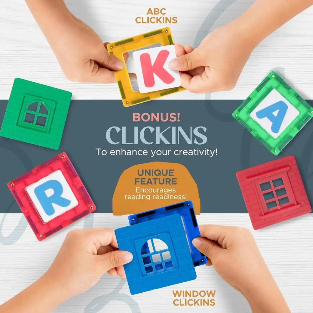 ชุดตัวต่อแม่เหล็ก 150 ชิ้นสำหรับเด็ก: แม่เหล็ก 3 มิติ, ความคิดสร้างสรรค์, การเรียนรู้ STEM พร้อมรถ 1 คัน