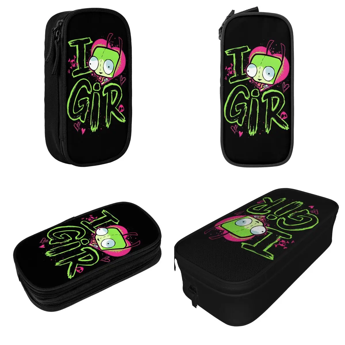 Invader Zim I Love GIR Pencil Cases Pencilcases Pen Holder for Student Big Capacity Bag School Supplies Gifts Stationery
