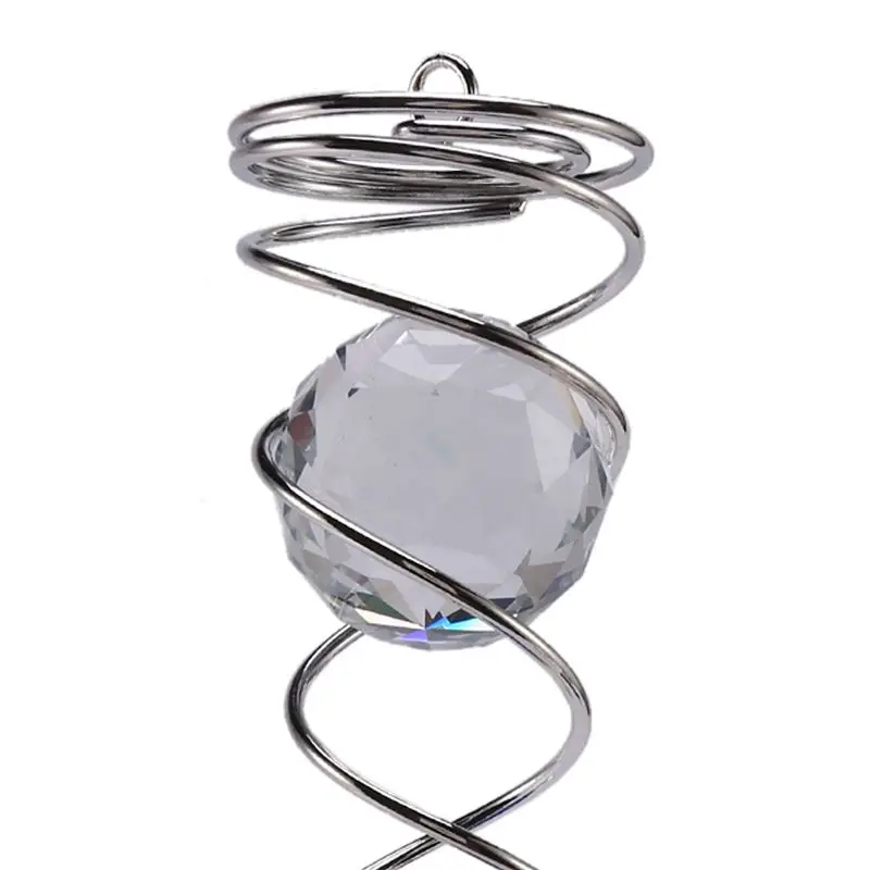 AB11 2X Wind Chime Windmill Crystal Metal Wire Spiral Tail Wind Spinner Bell for Outdoor Garden Decoration