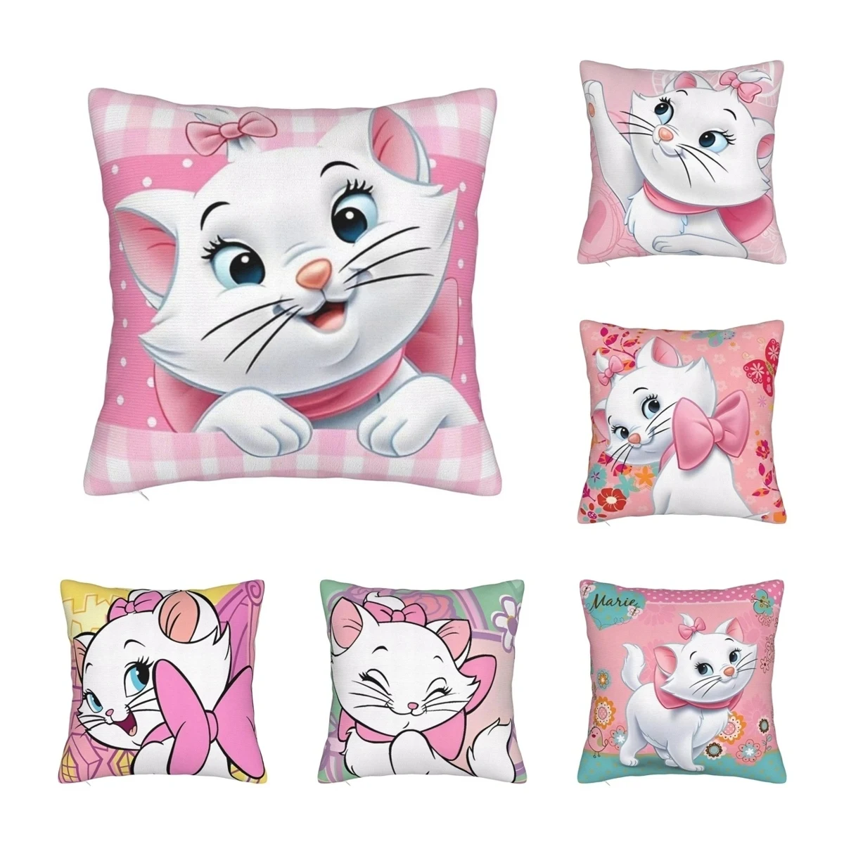Aristocats Marie Cat Pillowcase Polyester Cushion Cover Decor  Throw Pillow Case Cover Home Square 40*40cm
