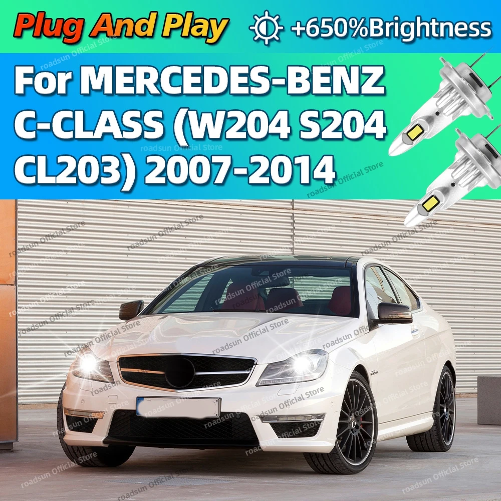 2/4Pcs 25000LM LED Lights 6000K Headlight Bulb For MERCEDES-BENZ C-CLASS W204 S204 CL203 2007-2014 2008 2009 2010 2011 2012