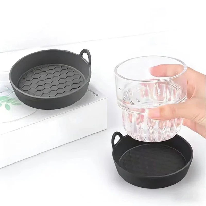 2 Stück Rutschfeste Untersetzer für Auto, Stabile Lebensmittelechte Silikon-Gel Getränkehalter-Pads, Universelle 7cm Auto-Getränkehalter-Untersetzer