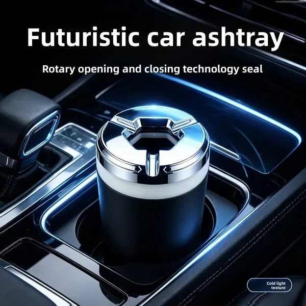 New Car Ashtray Rotating Closure Design Alloy Detachable Inner Liner Easy Clean Smokeless Auto Ashtray Fits Most Car Cup Holders