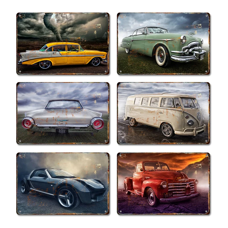 Automotive Art Metal Poster Retro Sports Car Tin Sign Iron Printing Plaque Home Living Room Wall Plate Decor Aesthetics Decor