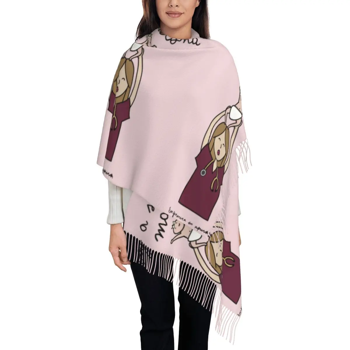 

Пользовательский принт Enfermera En Apuros, медицинский шарф для доктора и медсестры, женские и мужские теплые шарфы на зиму и осень, шаль