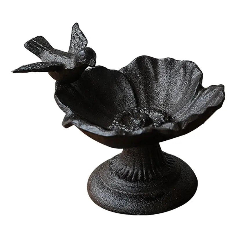 A84X-Retro Nostalgic Cast Iron Crafts Petal Bird Feeder Basin Ornaments Living Room Garden Balcony Decorations
