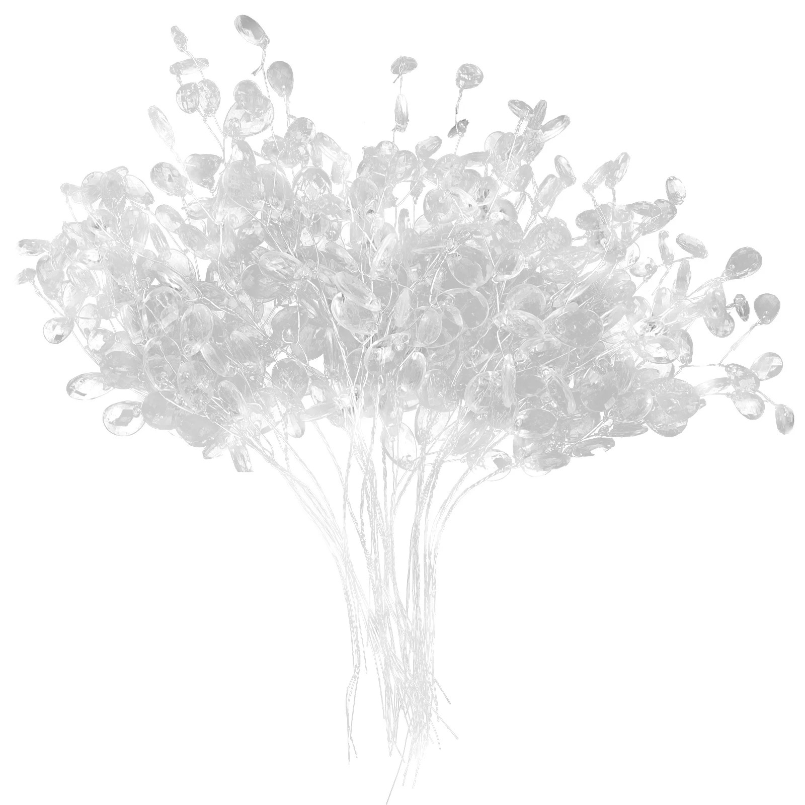 

50 Pcs Acrylic Crystal Flower Bouquet Decoration Artificial Branches DIY Aluminum Wire Plants Home Decor Wedding Crafts
