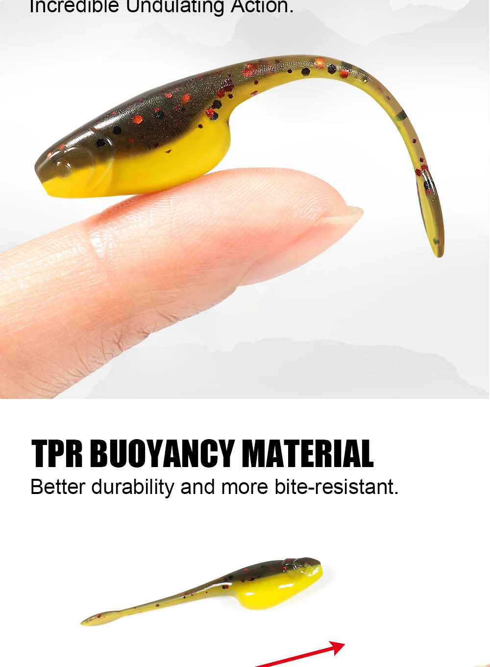 Palisander Crappie Minnow Shad Soft Baits 5 cm Ajing Wurm Angelköder Willow Tail TPR Floating Drop Shot Ocean Rock Angelgerät – Detail 3