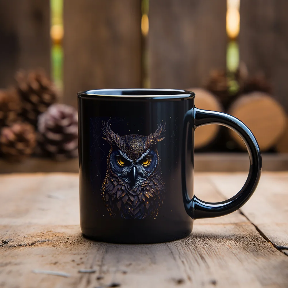 New products in August, dark owl ceramic mug, creative gift water cup